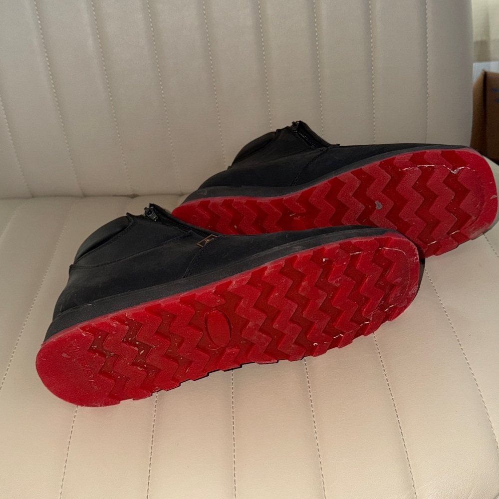 Black Python Print Square Toe Boots with Double Z… - image 2